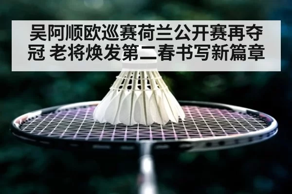 吴阿顺欧巡赛荷兰公开赛再夺冠 老将焕发第二春书写新篇章